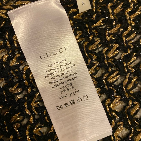 NWT Gucci sweater size S. Beautiful Pearl GG buttons. Black sweater/gold/red - Picture 3 of 6